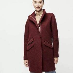 RED J.Crew Cocoon Coat in Italian stadium-cloth wool, size 6P NWT